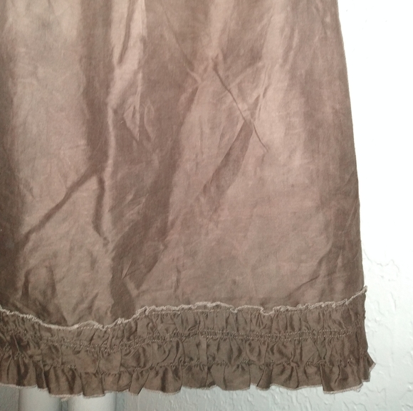 Theory Mini Dress Scoop Neck Tan Light Brown Ombre Smocked Top Designer XS - Picture 3 of 9